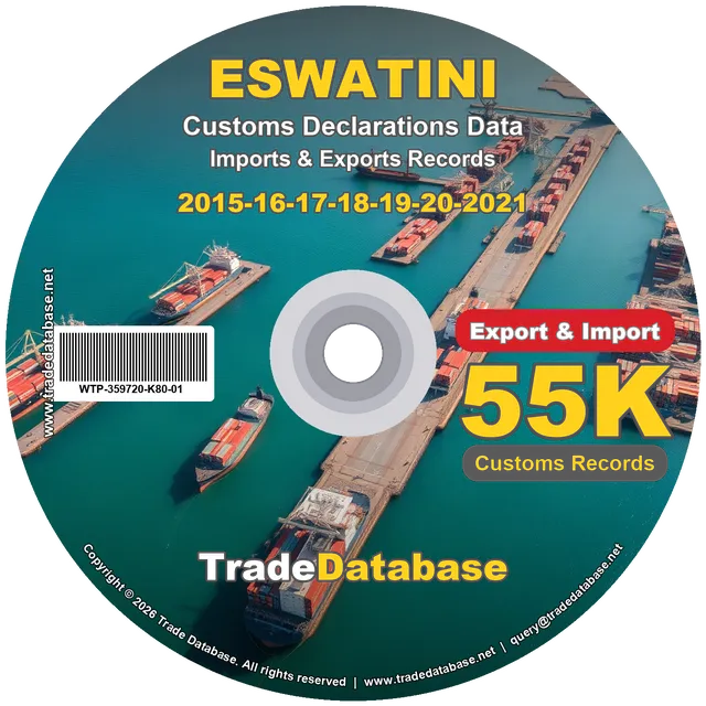 Eswatini Customs Data 2015-2021 (Export & Import) CD