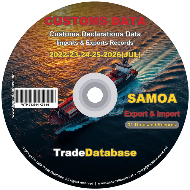 Samoa Customs Data 2022-2026 (Export & Import) CD