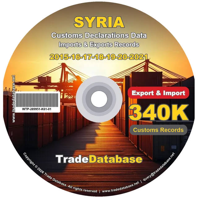 Syria Customs Data 2015-2021 (Export & Import) CD